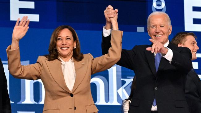 US President Joe Biden with Vice President and 2024 Democratic presidential candidate Kamala Harris in August 2024. Picture: Robyn Beck / AFP