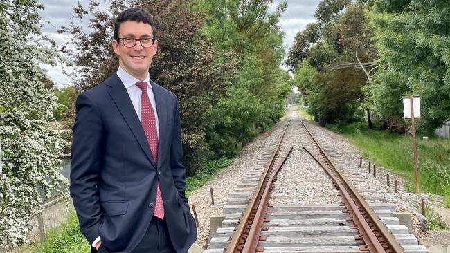 Supplied Editorial Kavel MP Dan Cregan next to train line in Mt Barker. Picture: Supplied