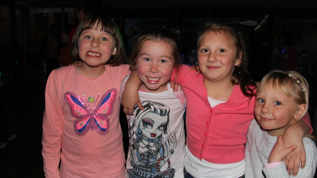 Olivia Johanson, Lilly Pellow, Siena Zanatta and Angela Puglisi at the Blue Light Disco on Friday night Photo Erin Smith / Stanthorpe Border Post