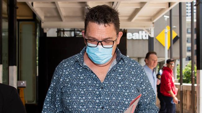 Ashley Hall leaving the Downing Centre Courts in Sydney after he was convicted of drug supply charges. Picture: NCA NewsWire/Bianca De Marchi