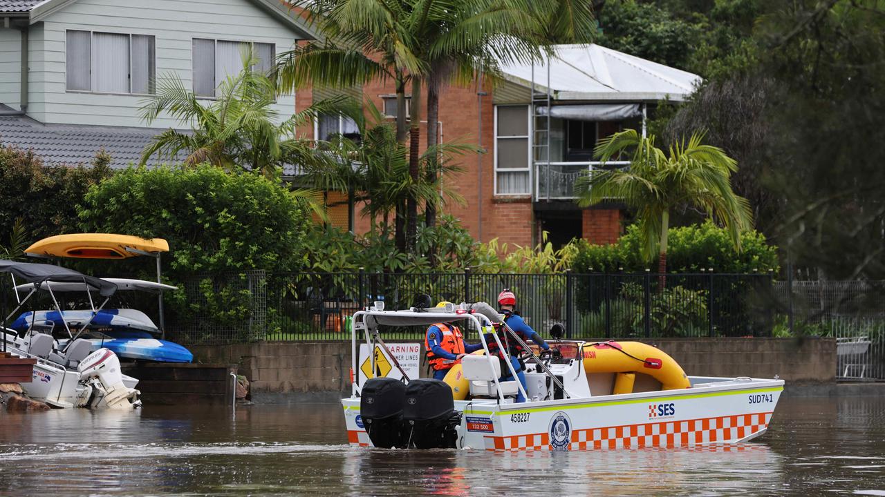 An SES boat on Loftus Creek in Woronora, Sydney back in April. Picture: NCA NewsWire / Damian Shaw