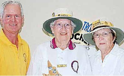 Ricochet winner Clare Burke, centre, with other Mackay croquet players Paul Lanigan and Joan Cowan. Picture: Contributed