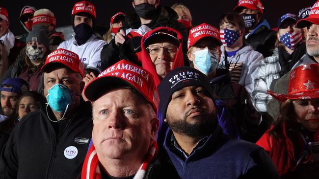 Donald Trump supporters attend a campaign rally in Kenosha, Wisconsin. Picture: AFP.