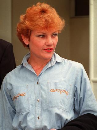 Pauline Hanson at Canberra Airport in 1996.