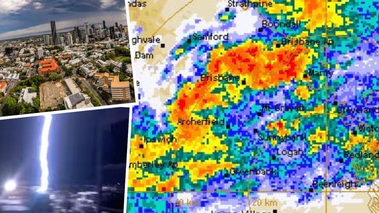 Brisbane Weather Massive Lightning Strike Captured On Film As Ferocious Storms Pound Seq The