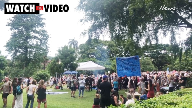 Anti-vax protest in Brisbane CBD