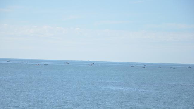 Fishers dropping a line on the reef off Scarborough Point at the weekend. Photo Graham Davis