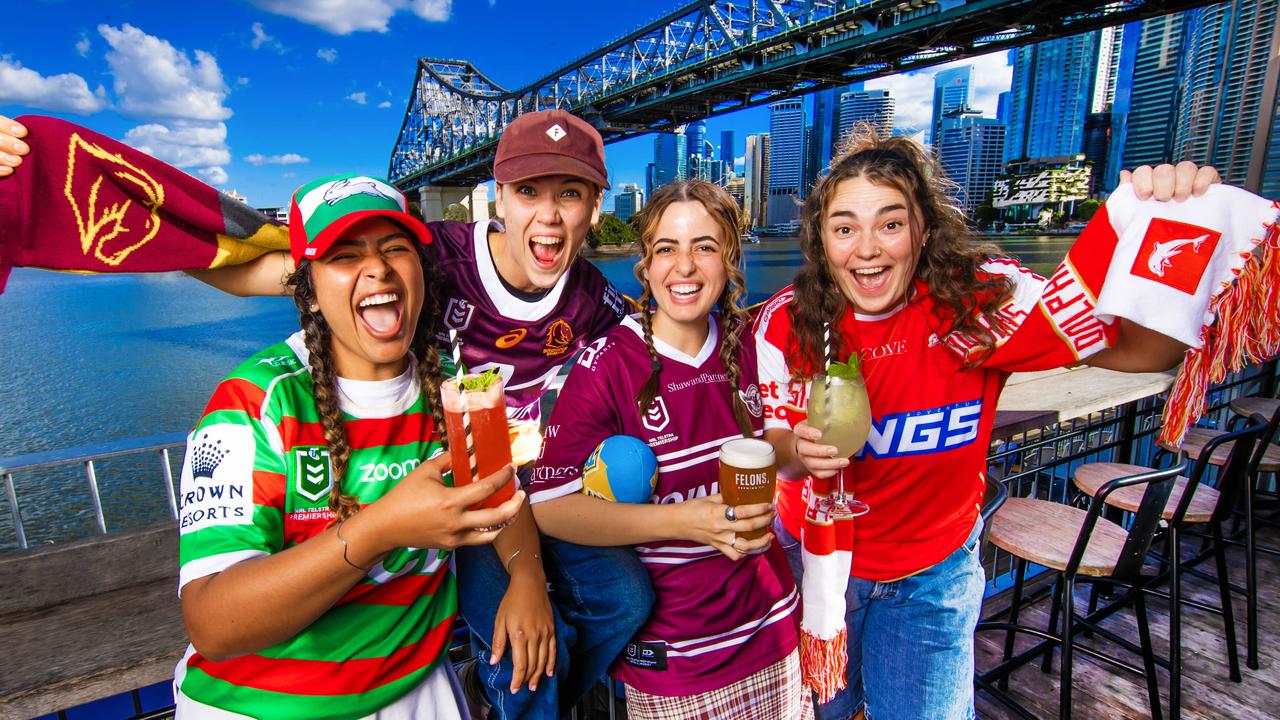 Footy fans visit Howard Smith Wharves before the league begins. Picture: Nigel Hallett