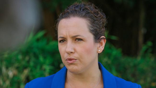 CLP Opposition Leader Lia Finocchiaro speaks to the Media at NT Parliament House. Picture: Glenn Campbell