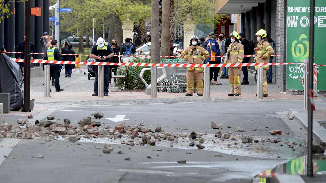 Debris fell from building son Wednesday. Picture: NCA NewsWire / Andrew Henshaw