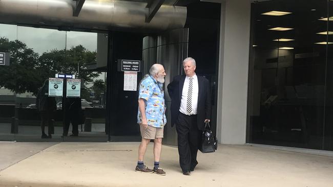 Colin Borrott-Maloney, 70, with defence lawyer Stephen Blaxland outside Southport Courthouse. Picture: Jodie Callcott