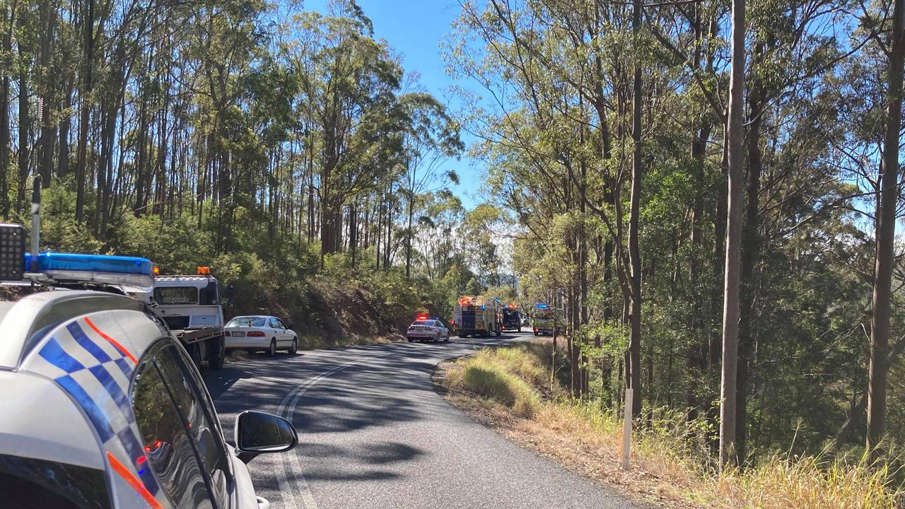 A rescue helicopter has been called to the scene of a suspected motorbike crash at Downsfield in the Gympie region on Friday, August 6, 2021. Pictures: Scott Kovacevic