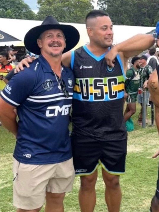 Hayne with former NRL player Greg Bird (left). Photo: Facebook.