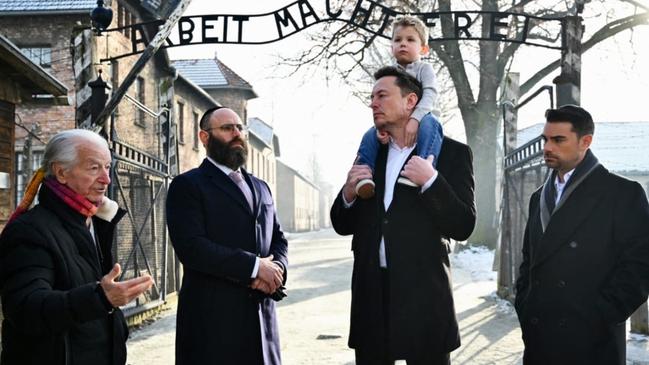 Elon Musk visits Auschwitz after uproar over anti-Semitism on X. Picture: AFP