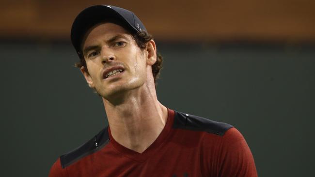 Andy Murray shows his frustration during his straight sets defeat by Vasek Pospisil.