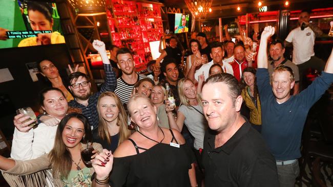 Swannies Bar in Southport Co owner Simon King and his Day manager Margo Richards say thankfully, due to being on a thoroughfare between the aquatic centre and the tram, they are killing it day and night during the Commonwealth Games swimming sessions. Picture Mike Batterham