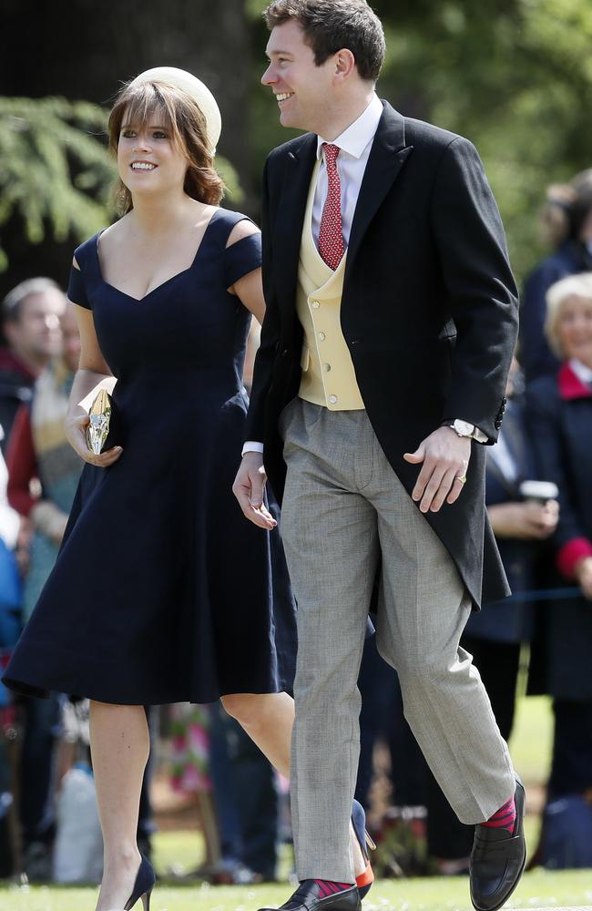 Princess Eugenie and Jack Brooksbank arrive for the wedding of Pippa Middleton and James Matthews at St Mark's Church in Englefield Saturday, May 20, 2017. Picture: Kirsty Wigglesworth