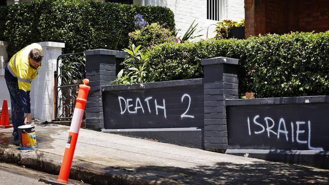 Anti-Israel graffiti in Woollahra last year. Picture: Sam Ruttyn