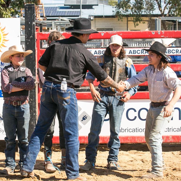 Latrell Mitchell meeting fans at the rodeo event at Brewarrina. Picture supplied