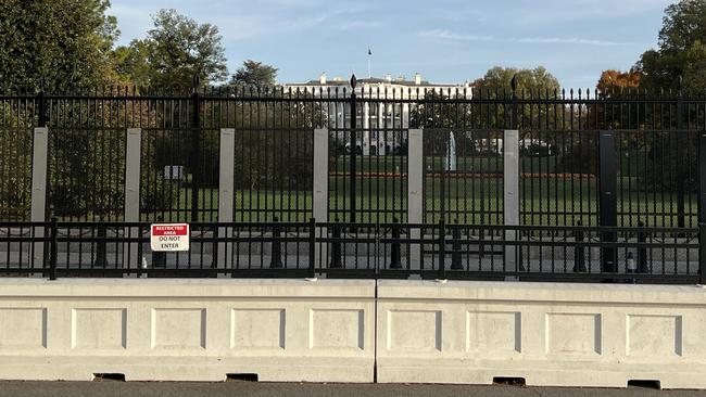 Temporary security barriers around the White House in Washington. Picture: Keith Woods.