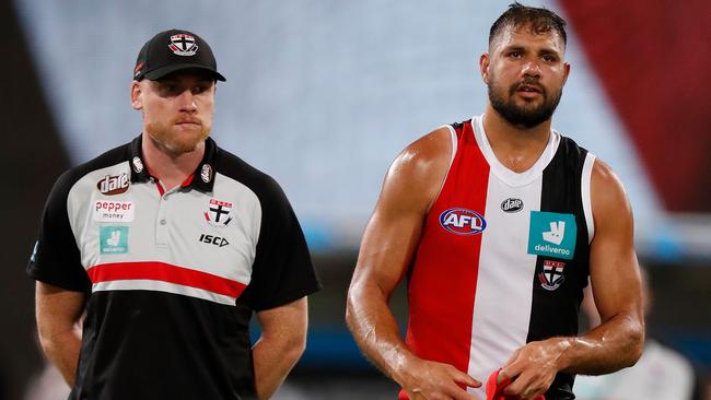 A shattered Ryder with Jarryd Roughead post-match.