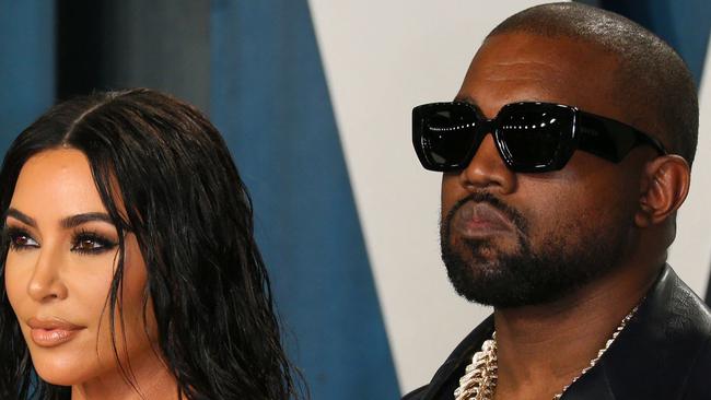 Kim Kardashian and Kanye West attend the 2020 Vanity Fair Oscar Party following the Oscars. Picture: AFP