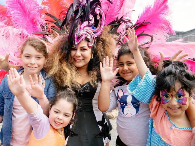 Kids give a big salute to the Dandenong World Fare. Picture: Nicki Connolly