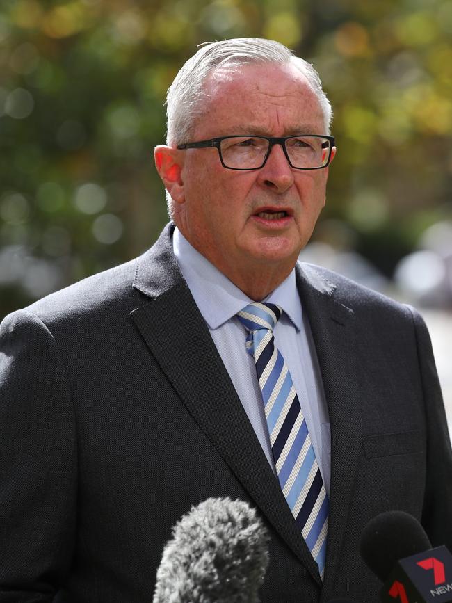 NSW Health Minister Brad Hazzard pictured talking to media on Sunday. Picture: AAP