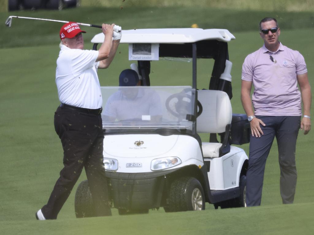 Donald Trump was nicknamed “Pele” by the staff on one course, such was his proclivity for kicking the ball back out into the fairway. Win McNamee/Getty Images/AFP