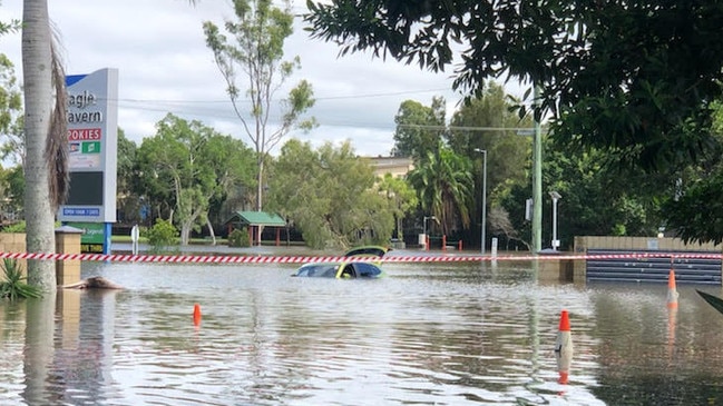 Eagleby good Samaritan Travis Geddes waded into waist-deep water to rescue a disabled man driving a brand-new car. PHOTOS: Travis Geddes