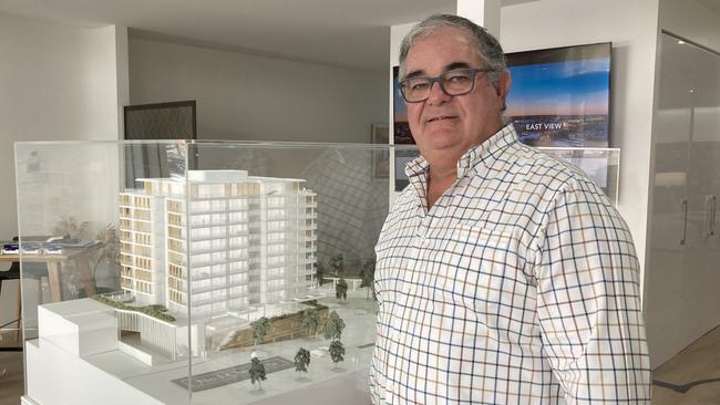 John Walkom in the display suite which gives potential buyers a glimpse into the No. 1 Church Street development. Picture: Ryan Young