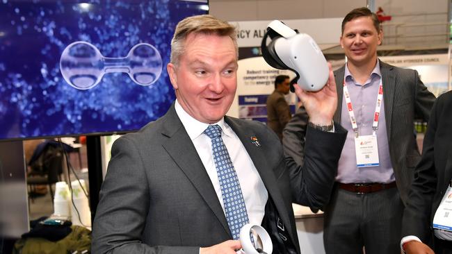 Energy Minister Chris Bowen at the APAC Hydrogen Summit in Brisbane. Picture: NewsWire/John Gass