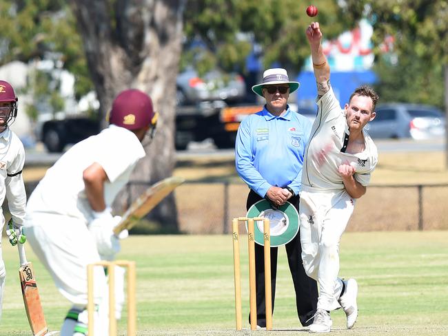 Dandenong District Cricket Association: Buckley Ridges v Hallam Kalora Park. Buckley Ridges bowler Jurgen Andersen. Picture: Josie Hayden