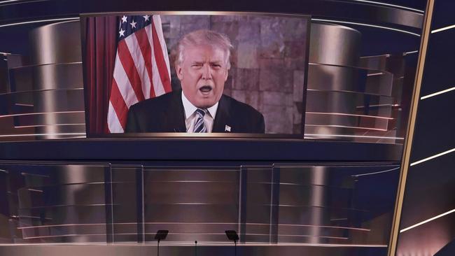 Republican Presidential candidate Donald Trump appeared via video link.