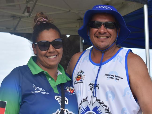 Bree Ahwang and Wes Smith at the Mackay Indigenous Rugby League Carnival. Picture: Mitch Bourke