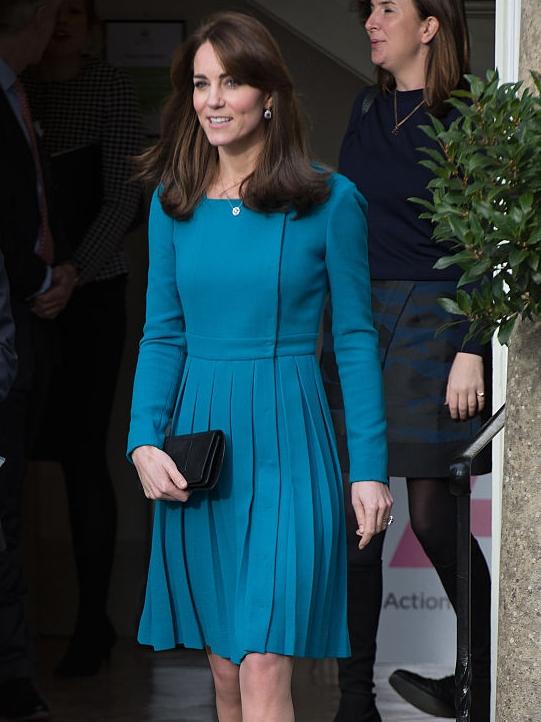 The Duchess of Cambridge wearing a blue Emilia Wickstead dress. Picture: Zak Hussein/Corbis via Getty Images