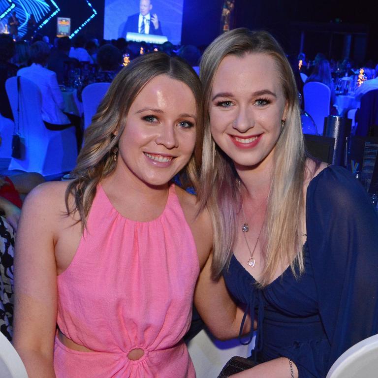 Maddie Gillard and Katrina Smith at Gold Coast Titans Awards night at The Star Gold Coast. Picture: Regina King.