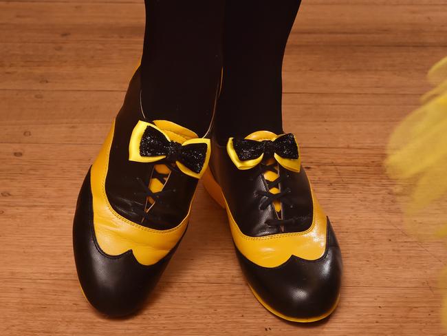 Take a bow! Her custom yellow and black shoes. Picture: Nicki Connolly