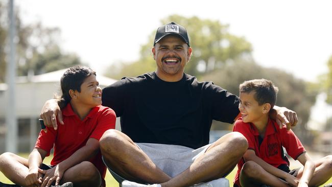 Latrell Mitchell has been travelling across NSW at his own expense to tell kids they can be whatever they want to be. Picture: Sam Ruttyn