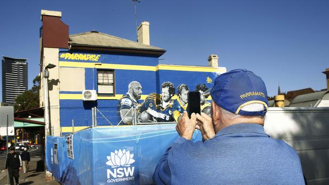 Phil Russo snaps a memento of the Royal Oak hotel at Parramatta before its demolition. Picture: John Appleyard