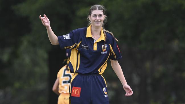 Layla Graham finished what she started by taking the last wicket. Picture: Martin Ollman