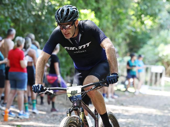 Mark Leis placed first in the Male 50 to 54 years cross country class of the UCI Masters Mountain Bike World Championships, held at Smithfield Mountain Bike Park. Picture: Brendan Radke