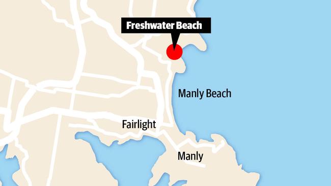 A map showing the location of Freshwater Beach.