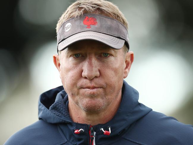 SYDNEY, AUSTRALIA - SEPTEMBER 23: Trent Robinson looks on during a Sydney Roosters NRL training session at Moore Park on September 23, 2019 in Sydney, Australia. (Photo by Mark Metcalfe/Getty Images)