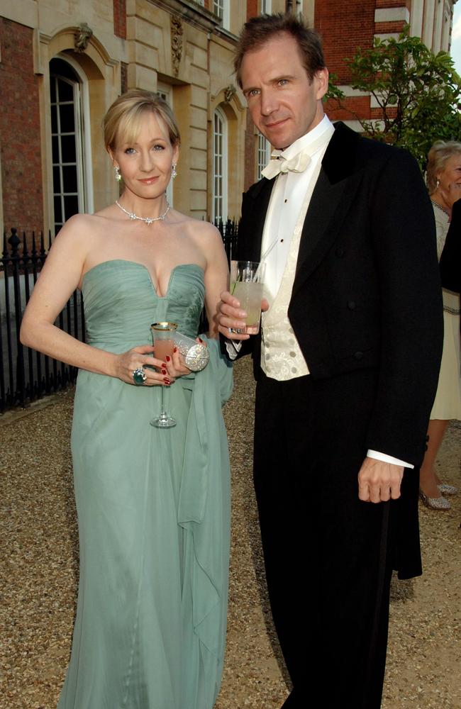 LONDON - JUNE 02: (EMBARGOED FOR PUBLICATION IN UK TABLOID NEWSPAPERS UNTIL 48 HOURS AFTER CREATE DATE AND TIME) JK Rowling and Ralph Fiennes arrive at the Raisa Gorbachev Foundation Party at the Hampton Court Palace on June 2, 2007 in Richmond upon Thames, London, England. The night is in aid of the Raisa Gorbachev Foundation - an international fund fighting child cancer. (Photo by Dave M. Benett/Getty Images)