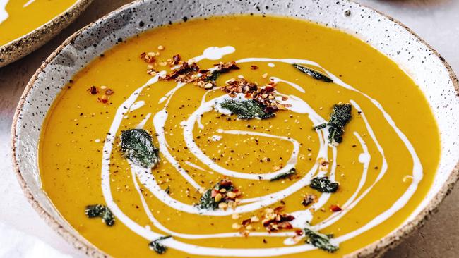 Pumpkin soup with crispy sage. Picture: Ellie Bullen