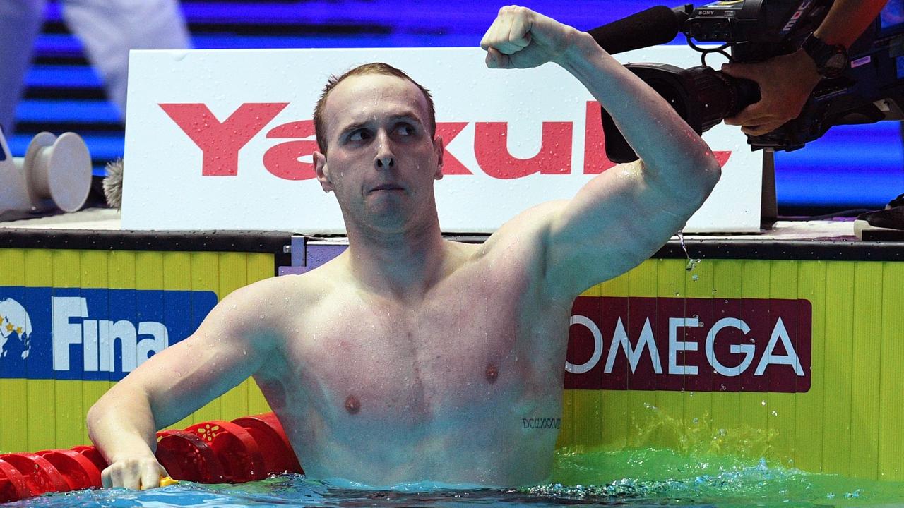 Matthew Wilson after equalling the world record in the 200m breaststroke.