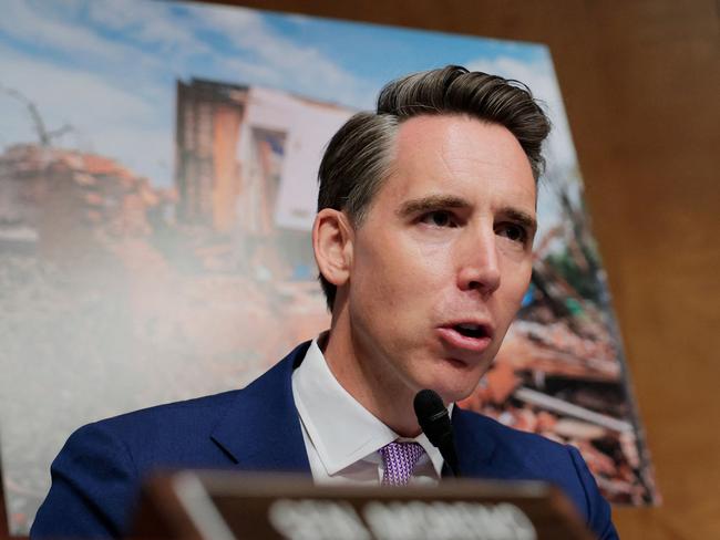 Senator Josh Hawley speaks during a hearing with the Senate Committee on Homeland Security and Governmental Affairs on Capitol Hill. Picture: Getty