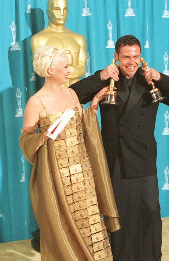 Gardiner and Chappel react after winning their Oscar. (Pic: Dan Groshong/AFP/Getty Images)