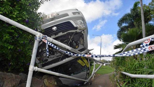 Two men walked away uninjured after a single car rollover on Shute Harbour Rd at Cannonvale this morning. Picture: Claudia Alp